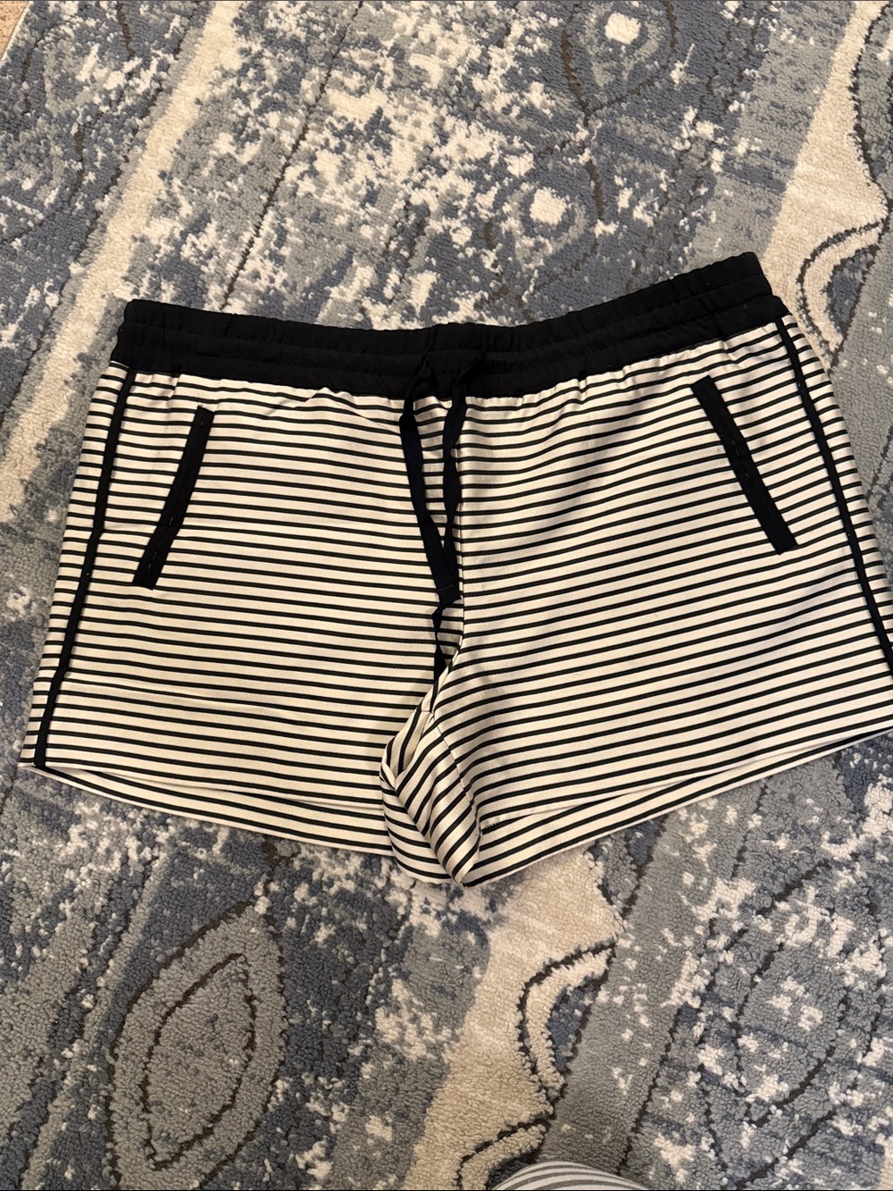LOFT Black & Tan Striped Athletic Shorts